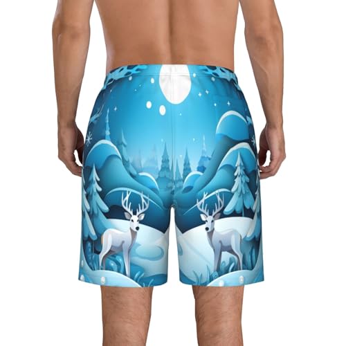 Winter Forest Men's Beach Pants-Quick-Dry & Comfortable Mens Beach Shorts for Men, Perfect for Surfing and Everyday Wear White3