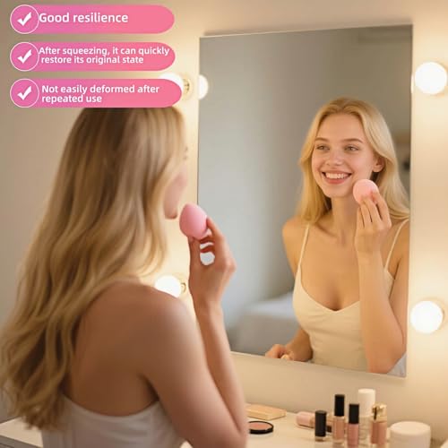 FANBODTA 8pcs Makeup Sponges Set - Latex-Free, Blending Beauty Sponge for Liquid, Cream & Powder, Soft Non-Absorbent, Multi-Size with Case，Multi-Shape for Liquid and Powder (Pink)