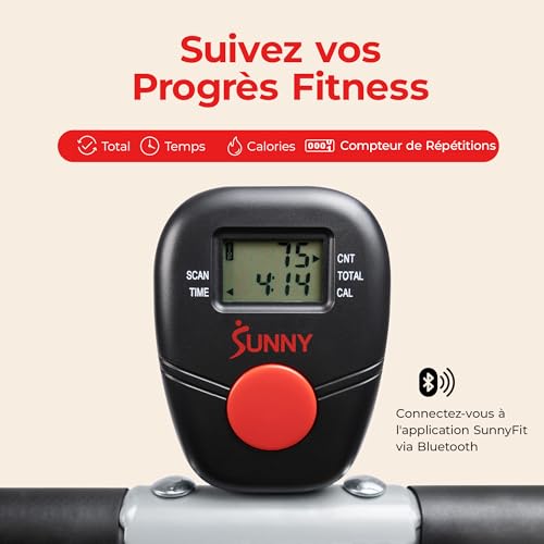 Sunny Health & Fitness Row-N-Ride Connecté Pliable Squat et Rameur – vue 8