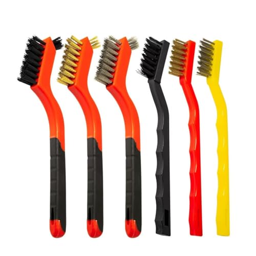 Brosse Metallique, 6 Pieces, Brosses Métalliques a Main Set, mini brosses en laiton avec prise en main douce, pour Nettoyage de Soudure Slag Décapage Rouille Contre Poussière, 180cm
