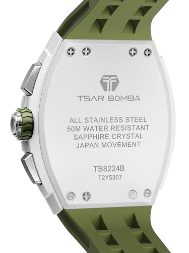 Image of Tsar Bomba Mens Watches Quartz Wristwatch for Men Waterproof 50M Analog Luxury Tonneau Chronograph Calendar Date Men's Dress Business Work Watch Gift for Men
