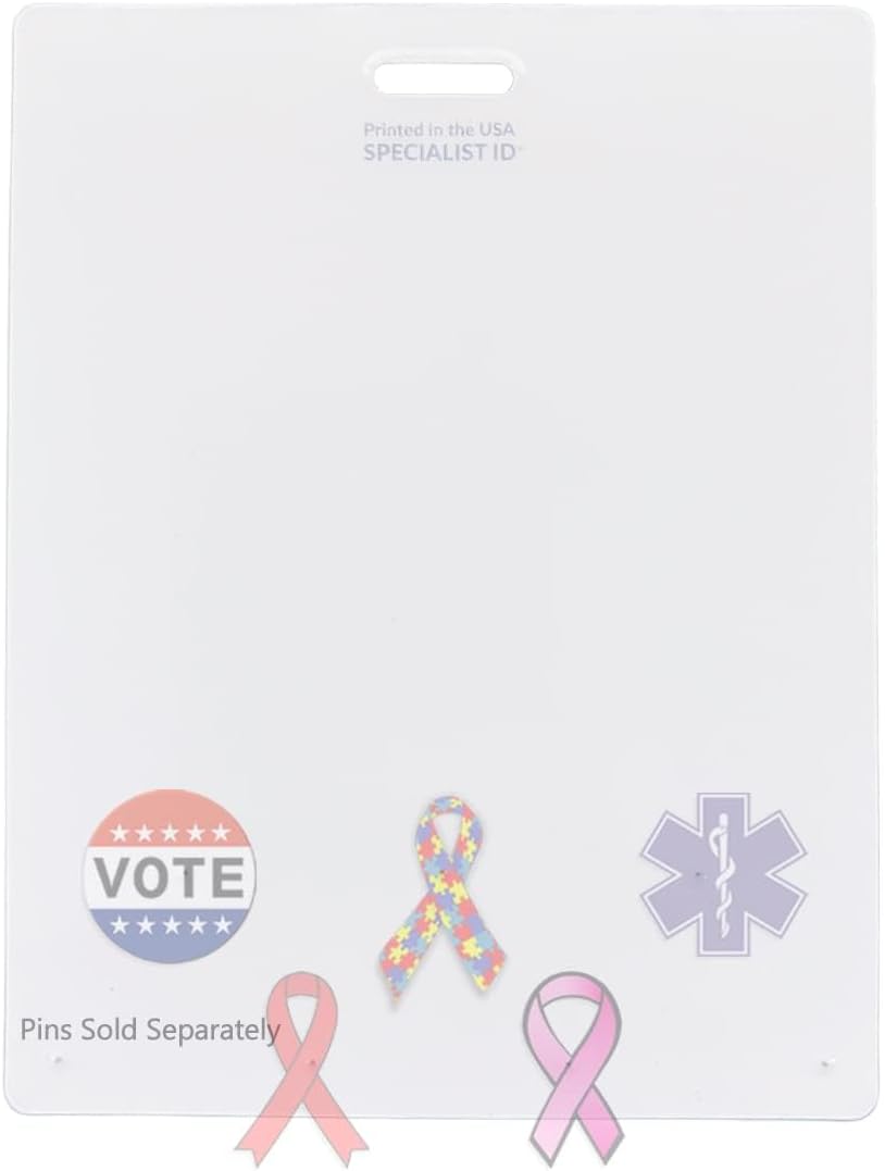 Bulk 20 Pack - Badge Buddy Pin Holder for Nursing Pins - Horizontal 7 Hole Blank White Card Backer - Display Your Cute, Funny, Trading, Award & Medical Pins - Great for Nurse, Doctor, Student, Staff
