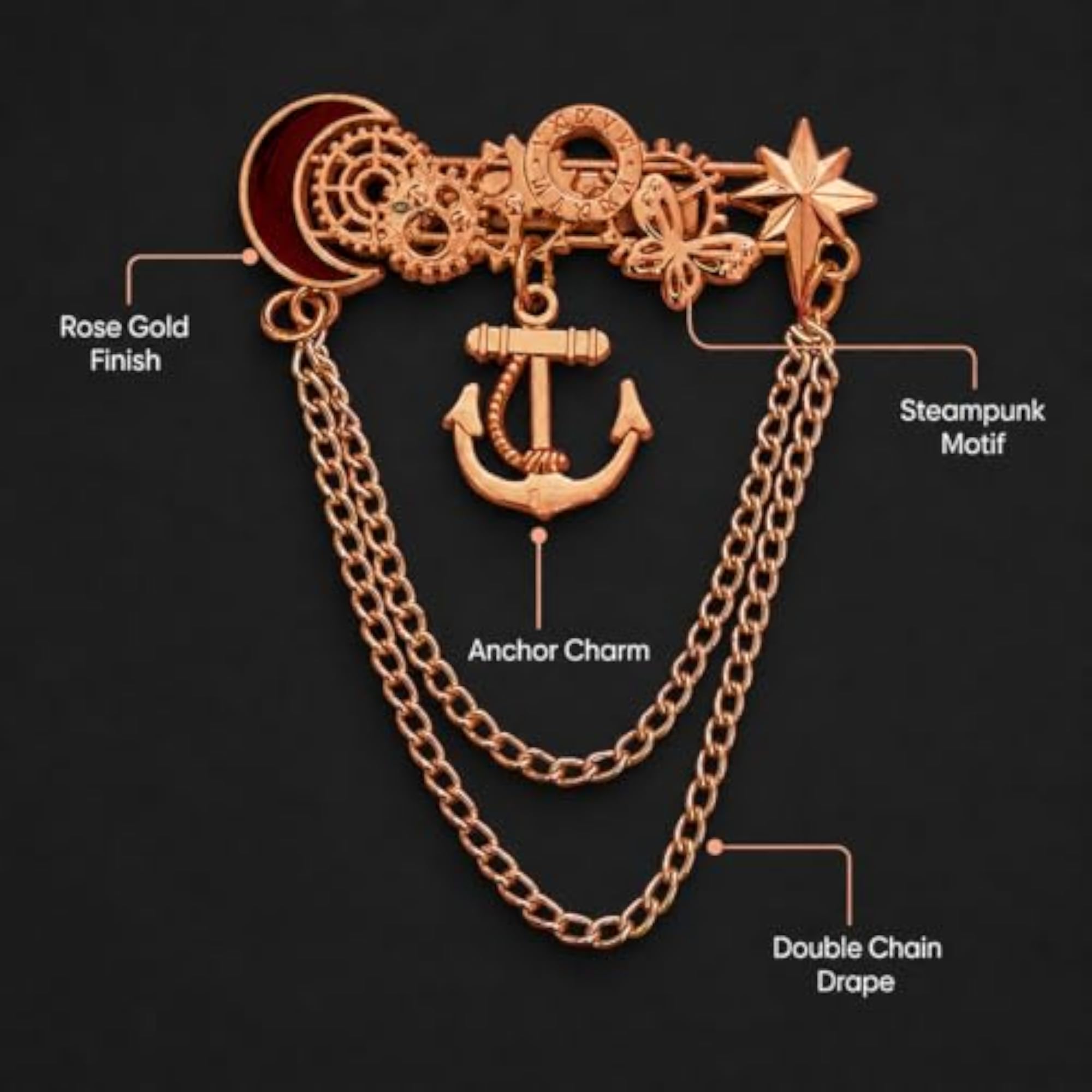 Men's Anchor Wheel Nautical Lapel Pin Badge