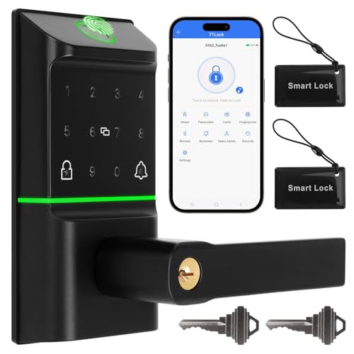 Bamberg Keypad Smart Door Lock with Handle: Keyless Entry Deadbolt - Fingerprint & Keypad Door Lock...