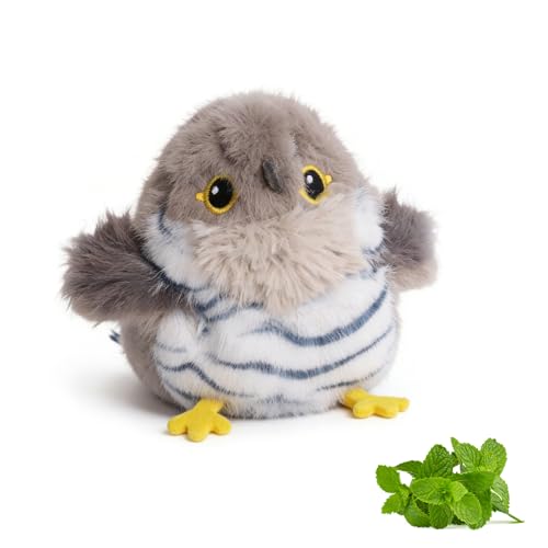 Iriisy Pájaro Interactivo para Gatos Juguete Gato para Combatir el Aburrimiento Sensor de Movimiento Inteligente Resistente Recargable USB-C con Hierba Gatera (Gris)