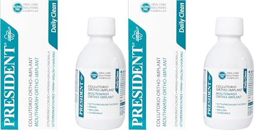 President COLLUTORIO ORTHO-IMPLANT per portatori di apparecchi ortodontici, impianti dentali e protesi. Antibatterico, contrasta la formazione della placca e le infiammazioni gengivali - 200 ml