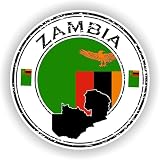 Zambia Flag Vinyl Sticker 6 Inch Round Waterproof Decal for Car Laptop Wall Door Window Country Pride Sticker