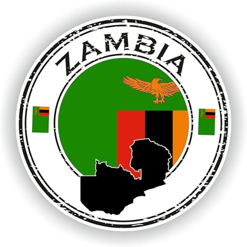 Zambia Flag Vinyl Sticker 6 Inch Round Waterproof Decal for Car Laptop Wall Door Window Country Pride Sticker