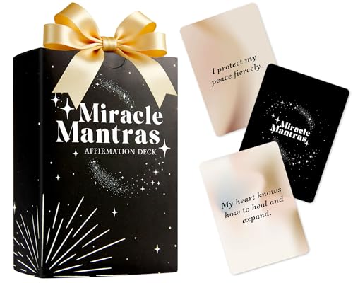 Miracle Mantras Affirmation Deck, Mindfulness Affirmation Cards for Women & Men, 62 Daily Positive Motivation Self-Love Cards, Christmas Stocking Stuffers for Friend, Sister, Coworkers, Employee Gifts