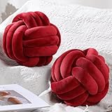 Juego incluido: un juego tiene 2 cojines de nudos en el paquete, ambas son de rojo vino y el tamaño es de aproximadamente 7,87 pulgadas/ 20 cm, las almohadas son suaves, adecuadas para sostener, 2 almohadas le permiten usar indistintamente
