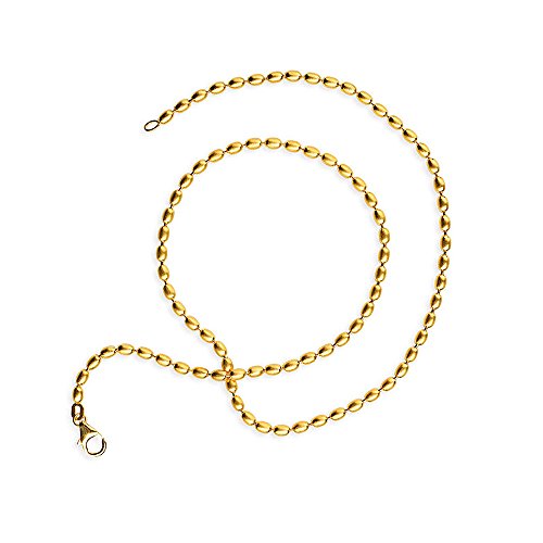 Preisvergleich Produktbild Drachenfels Olivekette in Echtsilber / Goldplattierte Olive-Kette für Anhänger / Halskette aus 925 Sterling Silber / Karabinerverschluss / Länge 45 cm, Ø 3 mm