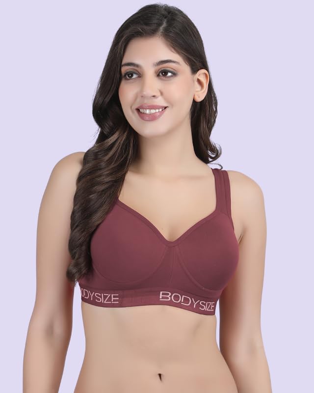 Image of BODYSIZE Women's Everyday Wear Wire Free Padded Sports Bra SF-28 (Heavily Padded, Gym, Yoga Bra) | Everyday Wear, Sweat Absorbent, Soft Cotton Fabric for Ultimate Comfort (B Cup)