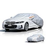FWNT Housse de Protection Voiture 4 Saisons   Bâche Extérieur Étanche, Respirante et Protection Solaire avec Zip et Doublure en Coton pour Berline et Compacte (450 470 cm)   Argenté