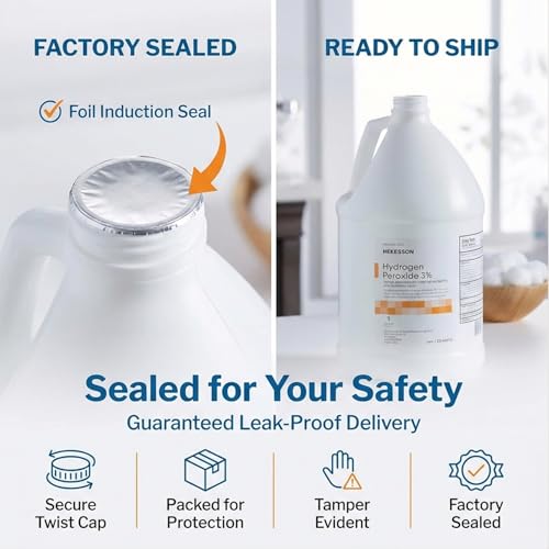 McKesson Hydrogen Peroxide 3%, 1 Gallon [Pack of 1] Topical Solution USP, First Aid Antiseptic, Oral Debriding Agent - Thumbnail 3