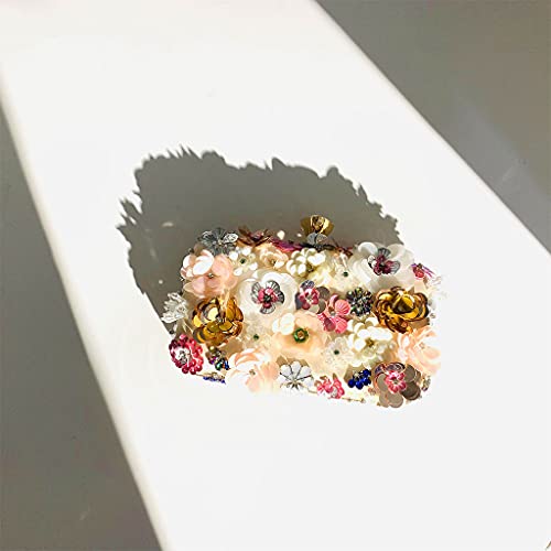 Bolsa feminina para jantar à noite com contas floral clutch bolsa para banquete, bolsa mensageiro, f