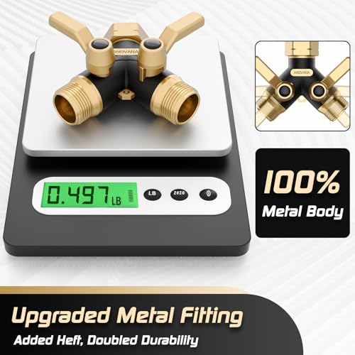Hose Splitter 2 Way Heavy Duty, Garden Hose Splitter- Full Metal Body Y Type with Dual Shut Off Valves, 3/4\" Standard Threads, Leak-Proof Dual Outlet Splitter for Sprinklers and Irrigation Systems