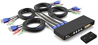 CKLau 4Kx2K Ultra HD 4 Port HDMI Cables KVM Switch Control 4 Computers/DVR/NVR