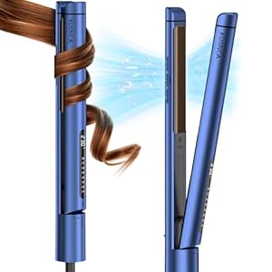 Kusnca Hair Straighteners for Women, Dual Voltage Flat Iron Travel Straighteners and Curlers 2 in 1, Portable Negative Ion Titanium Ceramic Hair Straightener, 8 Settings 110°C – 230°C. (Blue)