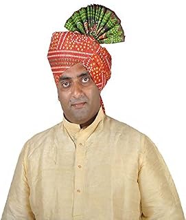 ट्रेडिशनल हैंडस्टिच्ड रेडी टू वियर बांधनी पल्लू प्रिंट कॉटन फेता (टर्नसफा) पुरुषों के लिए