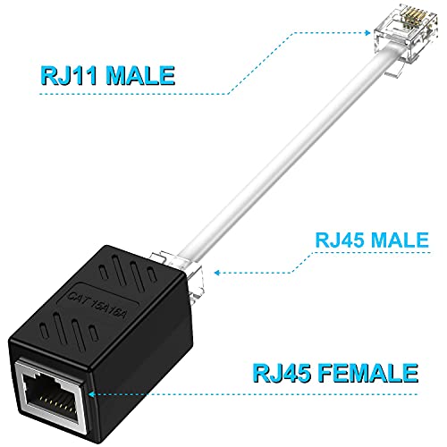 image for XCZZYB Phone Jack to Ethernet Cable Adapter, RJ45 8P8C Female to RJ11 