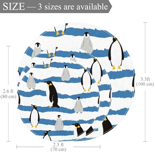 Tapis de bain rond 1m antidérapant bleu pour sol sécurisé
