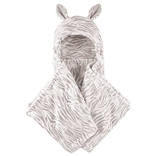 Image of Hudson Baby Unisex Baby and Toddler Hooded Animal Face Plush Blanket, Zebra, One Size