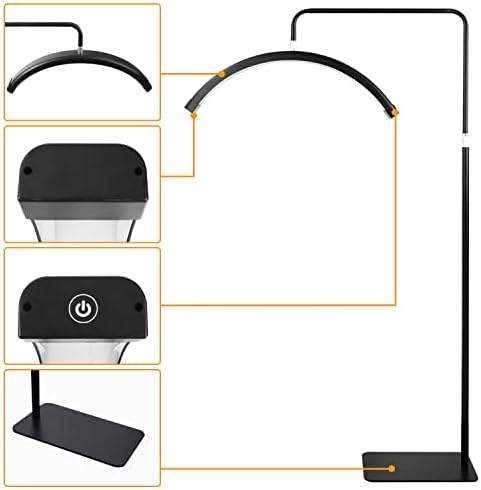 FOSOTO Lash Light Lamp - Eyelash LED Floor Light - Light for Eyelash Extension Eyebrow Makeup Artist Salon with Phone Holder and Base Stand