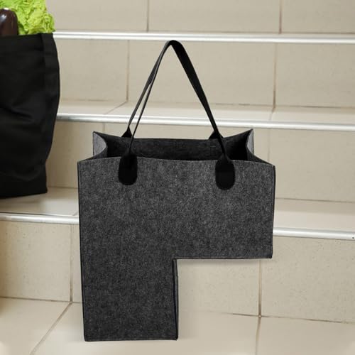 Cesta para escaleras en forma de L de fieltro resistente con asas para hogar 6