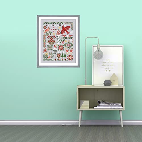 Lovxvouy Cross Stitch Kits For Adults,Stamped Full Range Of Embroidery Starter Kit For Beginners Needlepoint Kits 11Ct Pre-Printed Pattern, Cross-Stitching Kits-Bird Geometry 15.7X19.7 Inch #TOP1