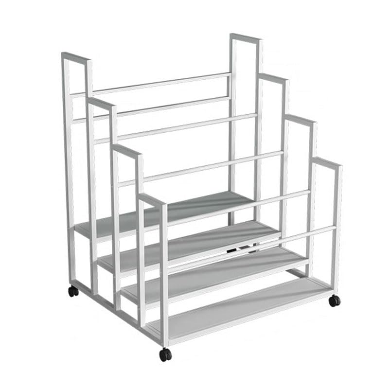 Supporto per Tappetino da Yoga con Ruote, Organizer Portatile per Attrezzi da Allenamento per Manubri, Kettlebell E Bande Elastiche, Soluzione Salvaspazio per L,White-120x43x80cm