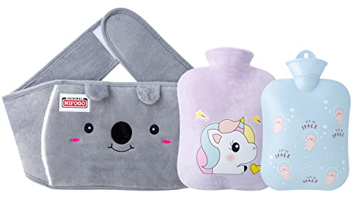 Bouillotte pour Eau Chaude 1,3L, Nifogo Bouillotte avec Housse Peluche pour Soulager la Douleur de L'arthrite, Maux de Tête, Thérapies Chaudes et Froides Cover