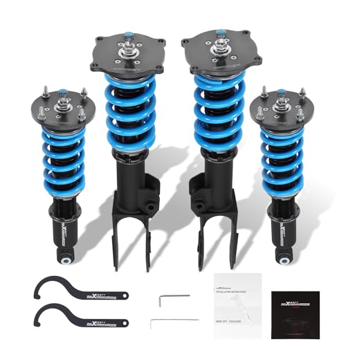 maXpeedingrods Coilover for Porsche Cayenne 2002-2010, 24 Levels Damper Adjustable Coilovers Suspension Kit Strut, Height Adjustable Shock Absorber Struts, T6 Upgraded Lowering Kits Blue