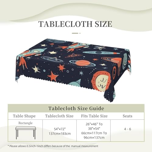 Nappe rectangulaire imperméable espace rétro 137x183 cm pour table de cuisine