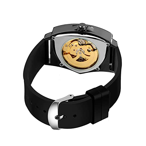 Forsining Men's Unique Design Luxury Automatic Movt Triangle Popular Style Rubber Band Skeleton Watch #TOP2