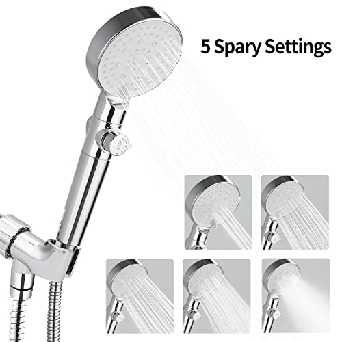 High Pressure Shower Head With Pause Mode, 5 Settings Handheld Showerhead Sprayer With 59" Stainless Steel Hose, High Flow Bathroom Handheld Showerhead Replacement #TOP1