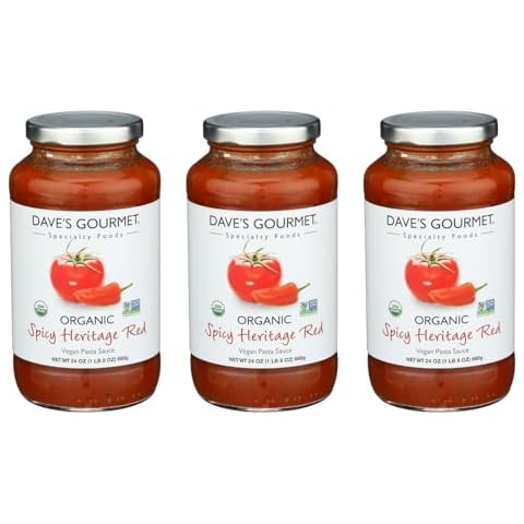 Dave's Gourmet Organic Spicy Heirloom Tomato Marinara Pasta Sauce - 3 Jars Cover