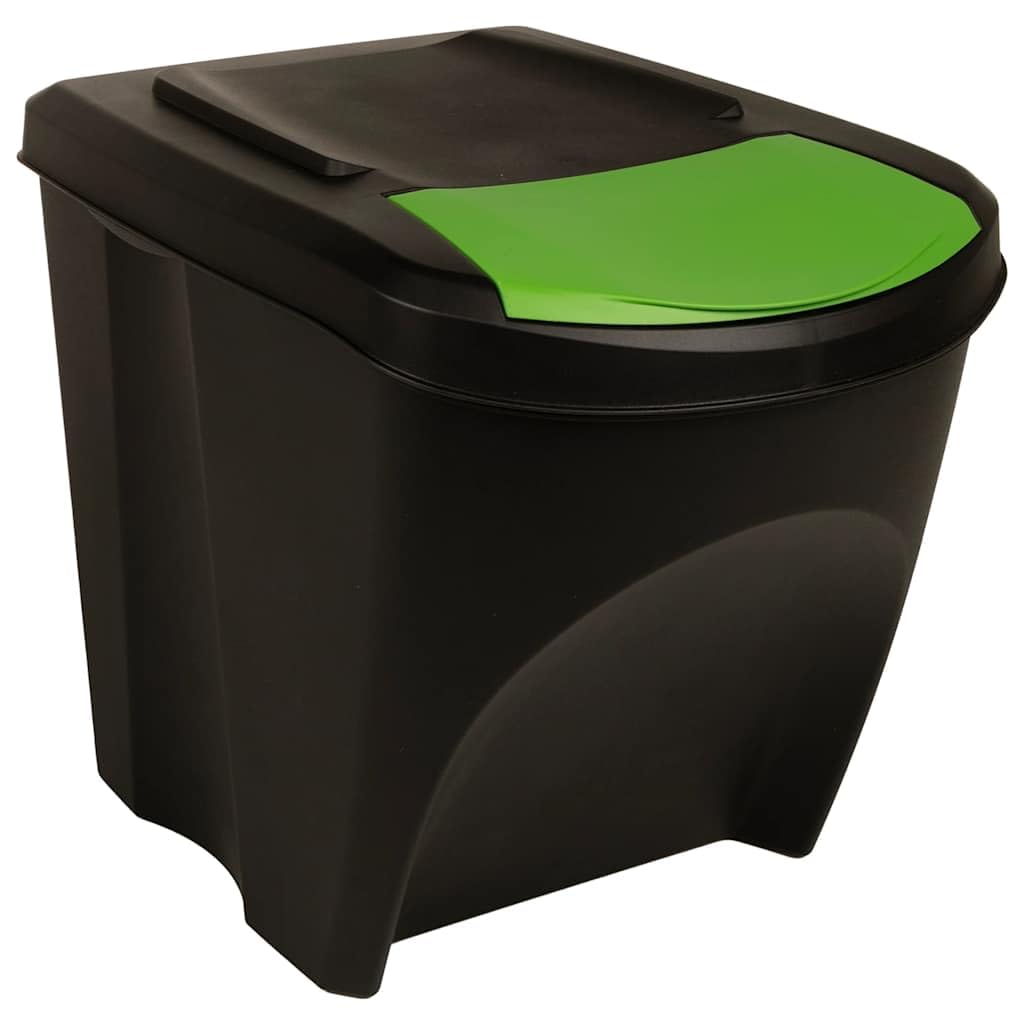 Stapelbare Mülleimer 3er Set 75 L für Mülltrennung, Anthrazit Recycling-System Abfalltrennsystem für Küche und Büro