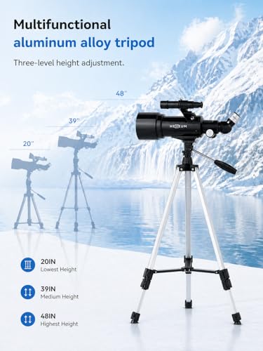 Image of Koolpte 70mm 500mm Telescope for Kids & Beginners, AZ Mount Moon Viewing | 70mm 500mm telescope for kids and beginners; fully multi-coated optics, easy moon viewing kit with phone adapter and remote.
