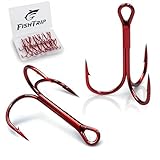 FishTrip Fishing Treble Hooks Red, 25pcs Triple Hooks High Carbon Steel Brabed Sharp,Replacement Fishing Hooks on Hard Lures for Freshwater Saltwater Size 12