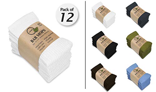 Softolle Bar Mop Towels, Pack of 12-16x19 Inches - 100% Cotton Super Absorbent Towels, Multi-Purpose for Home and Bar Cleaning (White)