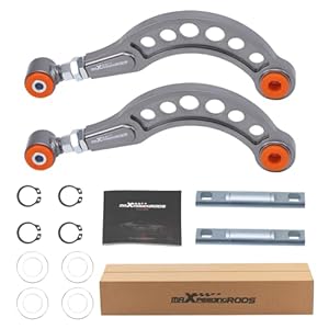 maXpeedingrods Adjustable Camber Arms for Honda Civic 2006-2015 Coupe Sedan Acura CSX-S, -3° Rear Upper Control Arm Kit w/Poly Bushings, Gray