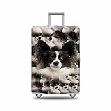 GUGLILI Papillon Suitcase Cover Funny Puppy Head Face Travel Luggage Cover Fits 25-28 Inch Pet Animal Washable Suitcase Protector