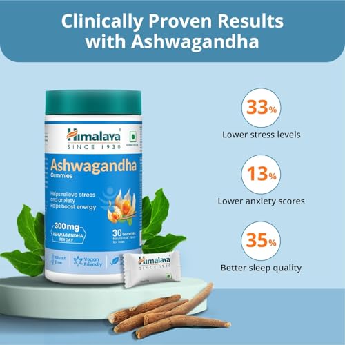 Image of Himalaya KSM-66 Ashwagandha Gummies | Helps Relieve Stress and Anxiety | Helps Boost Energy | Supports Cortisol Levels |Clinically Proven | Vegan Friendly | 60 Gummies