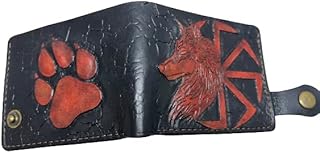 Wolf Kolovrat Wolf Wallet, Biker Wallet, Carving Wallet Wallet, 3D Genuine Leather Wallet, Hand Carved, Leather Carving, Carving Wallet…