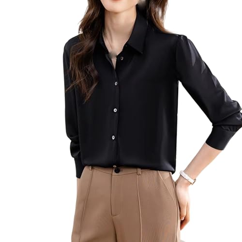 Chemisier en satin blanc chic manches longues formel