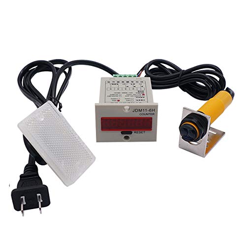 TWTADE/Infrared Wireless Visitor Counter 110-220VAC LED Auto Display Digital Counter 0-999999 6 Digits Count Mall People Flow + Photoelectric Switch Sensor Distance 2m NPN NO + Reflector + Holder