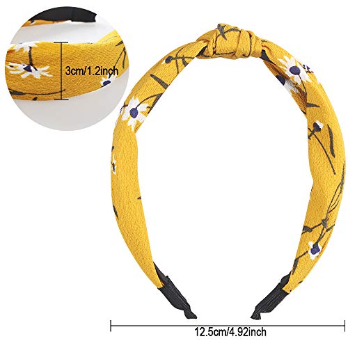 Foto von Kulannder 10Pcs Knoten Stirnbänder Turban Knoten Haarband Damen Breite Haarreifen Kopfband Haarband Sommer Blumen Stirnband für Kostüm Dusche Yoga