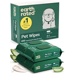 Earth Rated Dog Wipes for Paws & Butt, Deodorizing, Unscented, 400ct | Hypoallergenic, 3-in-1 Cleaning and Hydrating, for Grooming Paws, Body and Butt