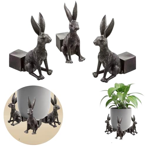 Loszaral 3Pcs Bunny Resin Pot Feet – Decorative Plant Stand Risers for Indoor/Outdoor Flower Pots, Durable & Weatherproof Planter Supports (Rabbit Design)