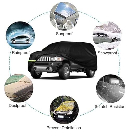 Image of Car Cover Compatible with Hummer H2 SUV 2002-2009,6-Layers 210T Windproof All Weather Waterproof UV Sun Protection Snow Dust Storm Resistant with Straps Outdoor Covers